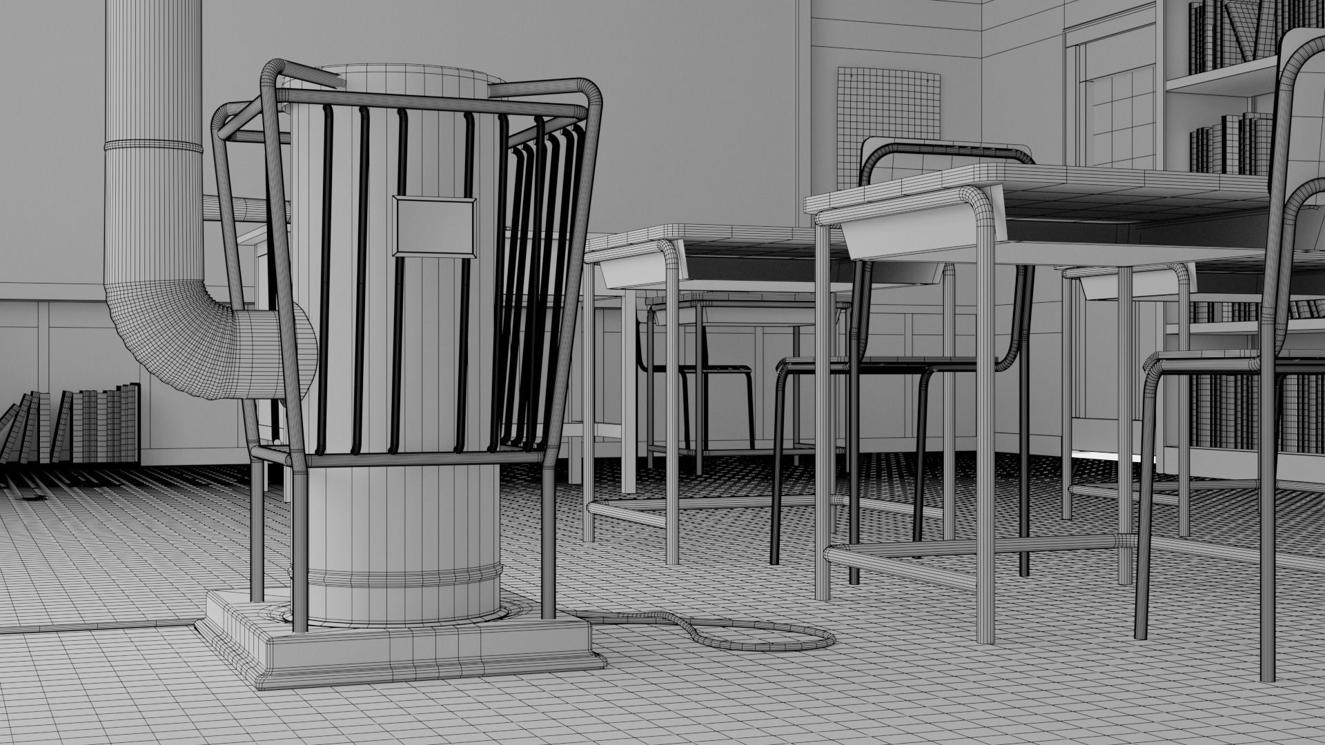 Japanese Classroom 3d Scene 3D model_7