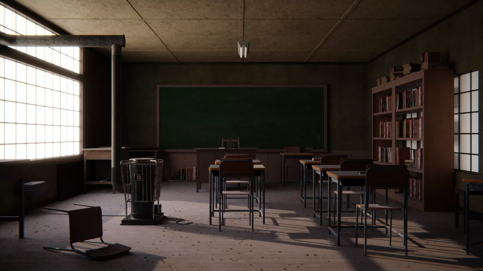 Japanese Classroom 3d Scene 3D model_0