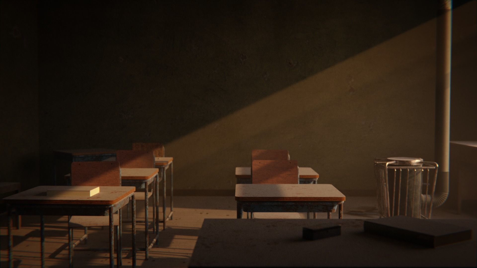 Japanese Classroom 3d Scene 3D model_4