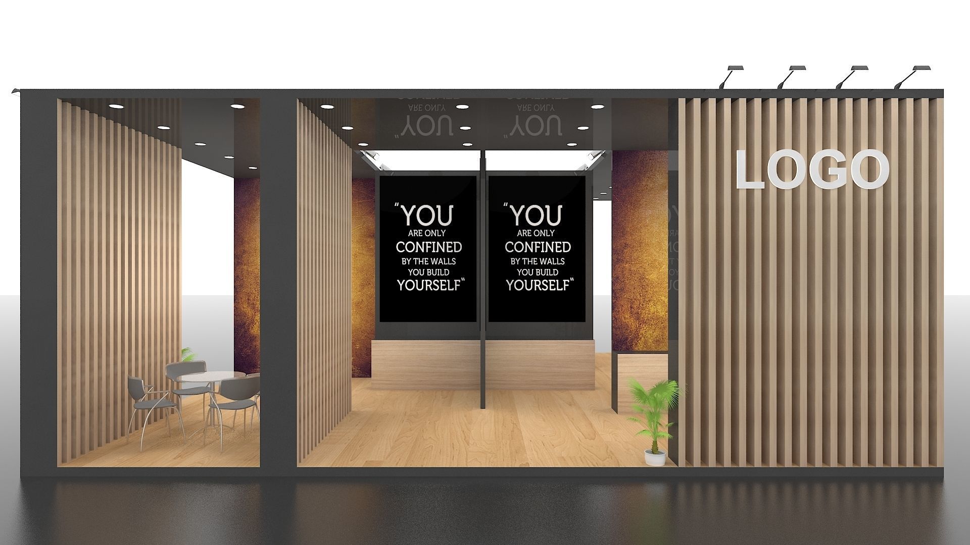 Exhibition Stall 10 meter x 10 meter island stall 3D model_1