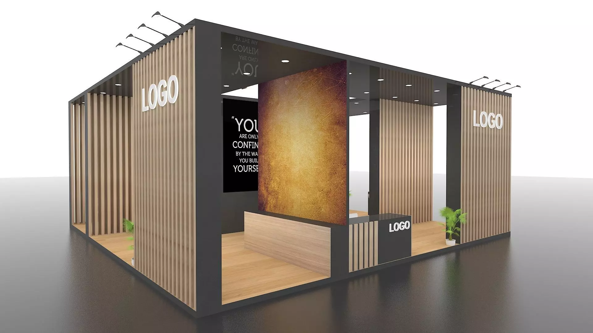 Exhibition Stall 10 meter x 10 meter island stall 3D model_0