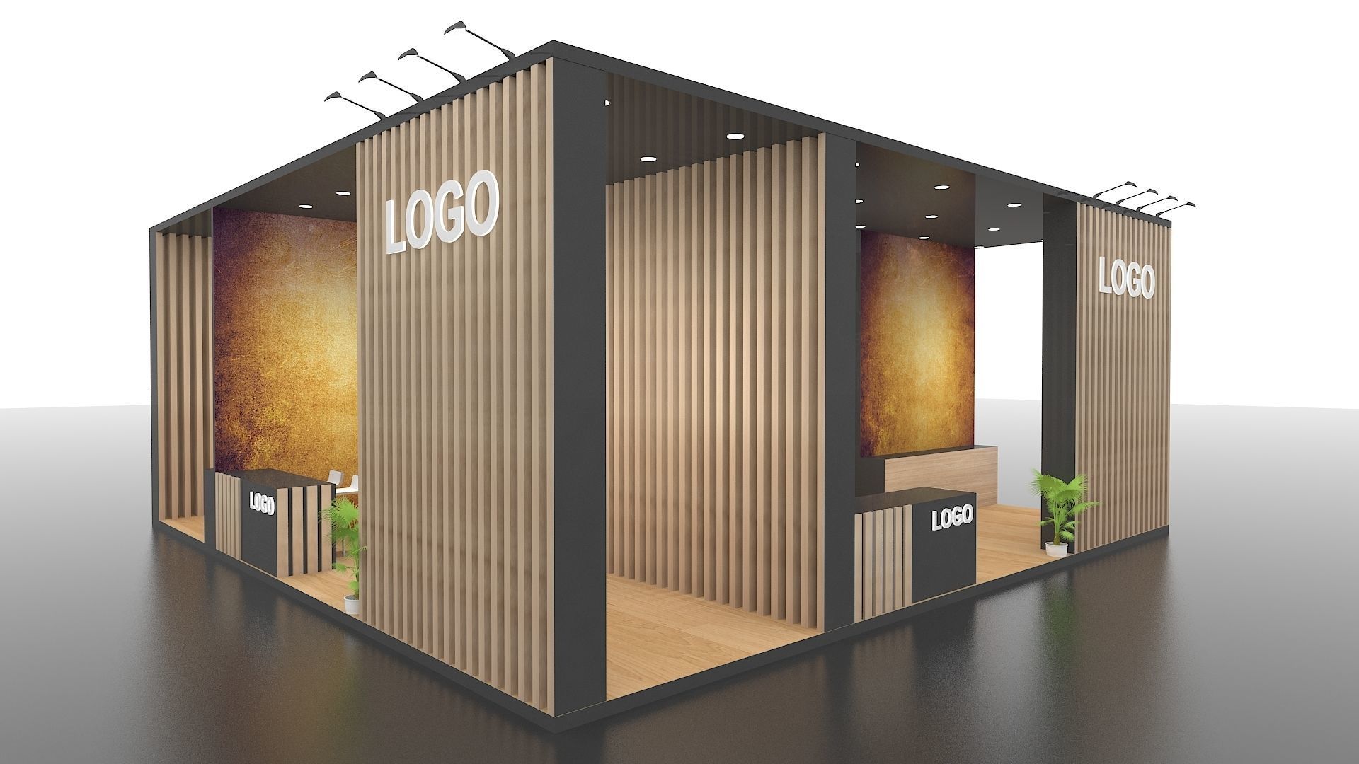 Exhibition Stall 10 meter x 10 meter island stall 3D model_5