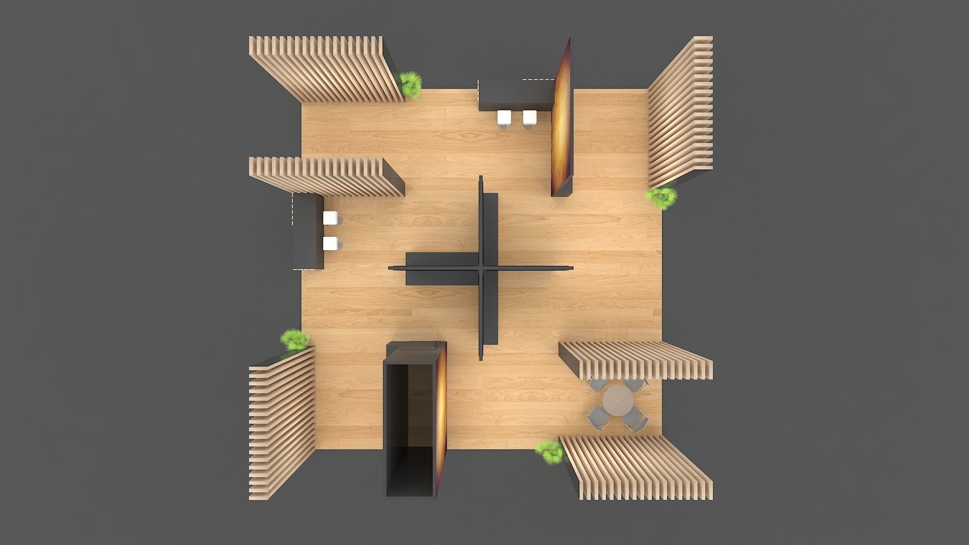 Exhibition Stall 10 meter x 10 meter island stall 3D model_6