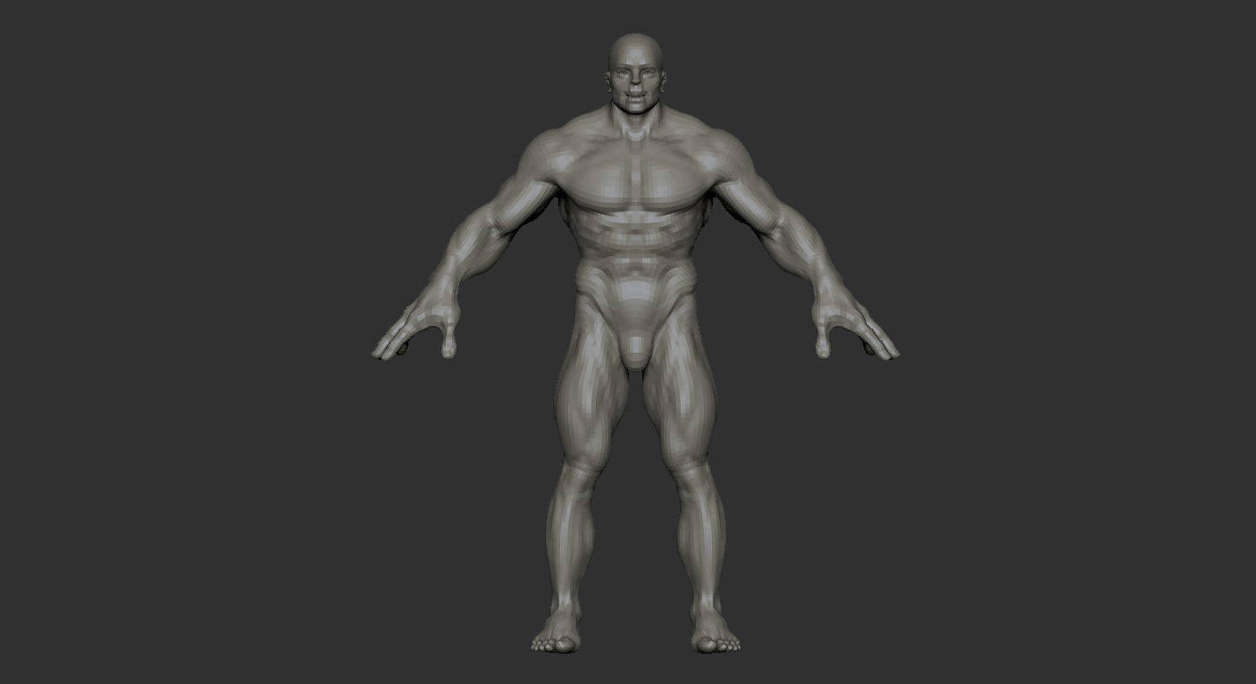 Human muscular man character 3D model_8