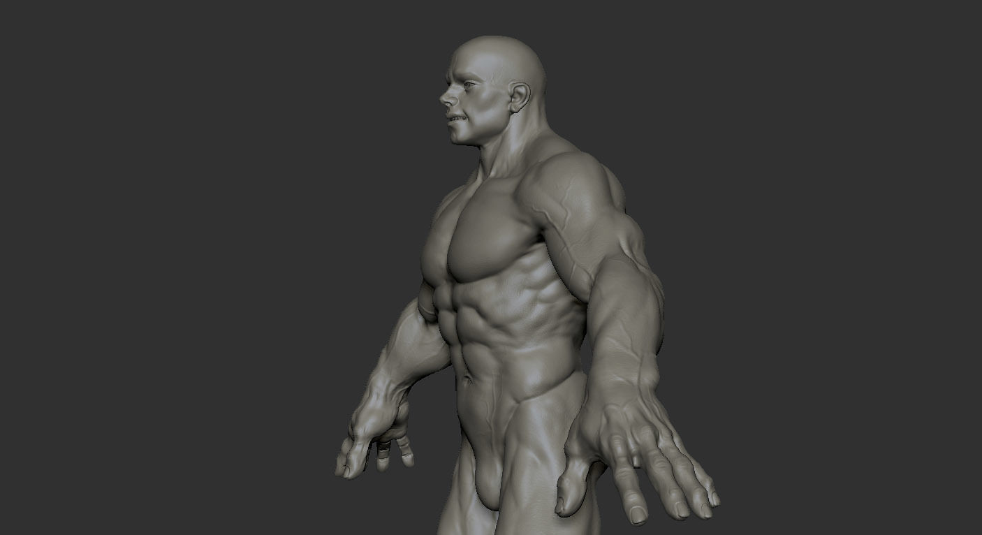 Human muscular man character 3D model_2
