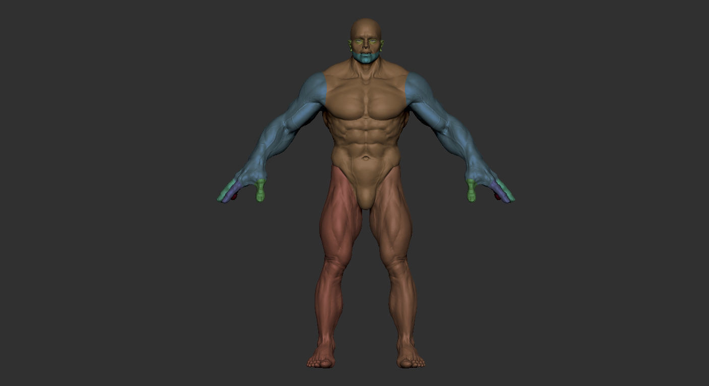 Human muscular man character 3D model_7