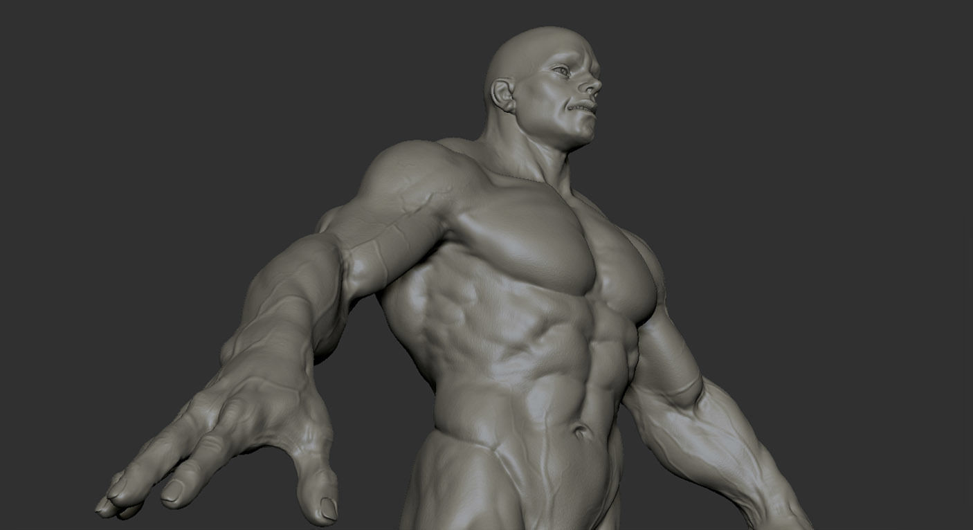 Human muscular man character 3D model_4