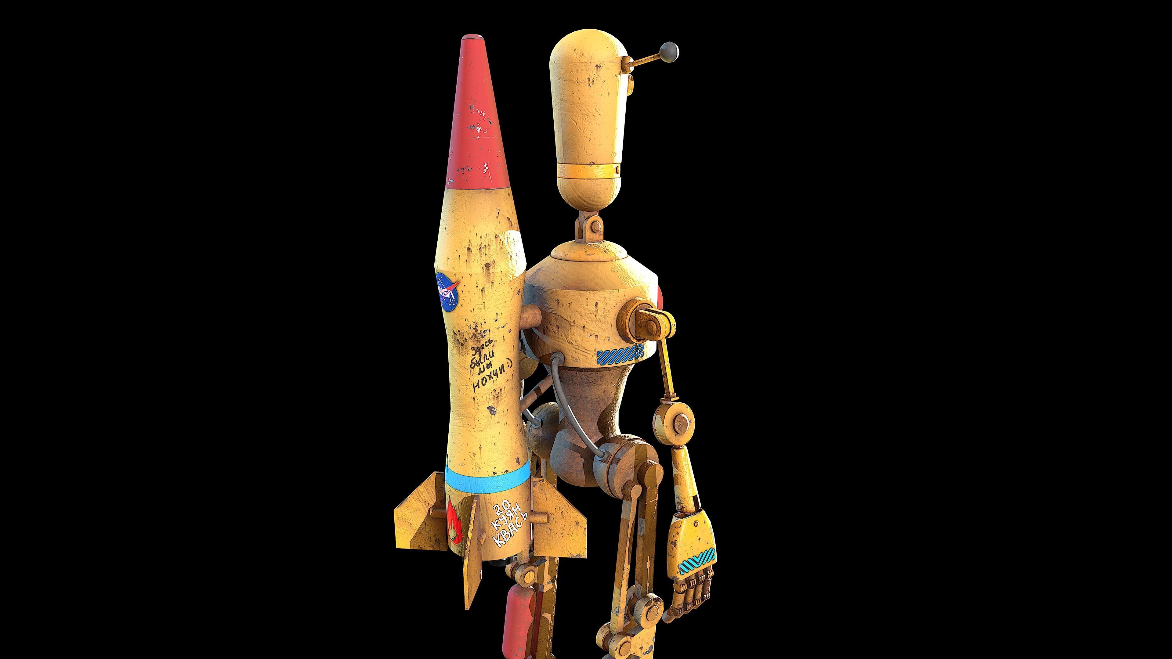 Robot toy rocket from movie star wars Low-poly 3D model_12