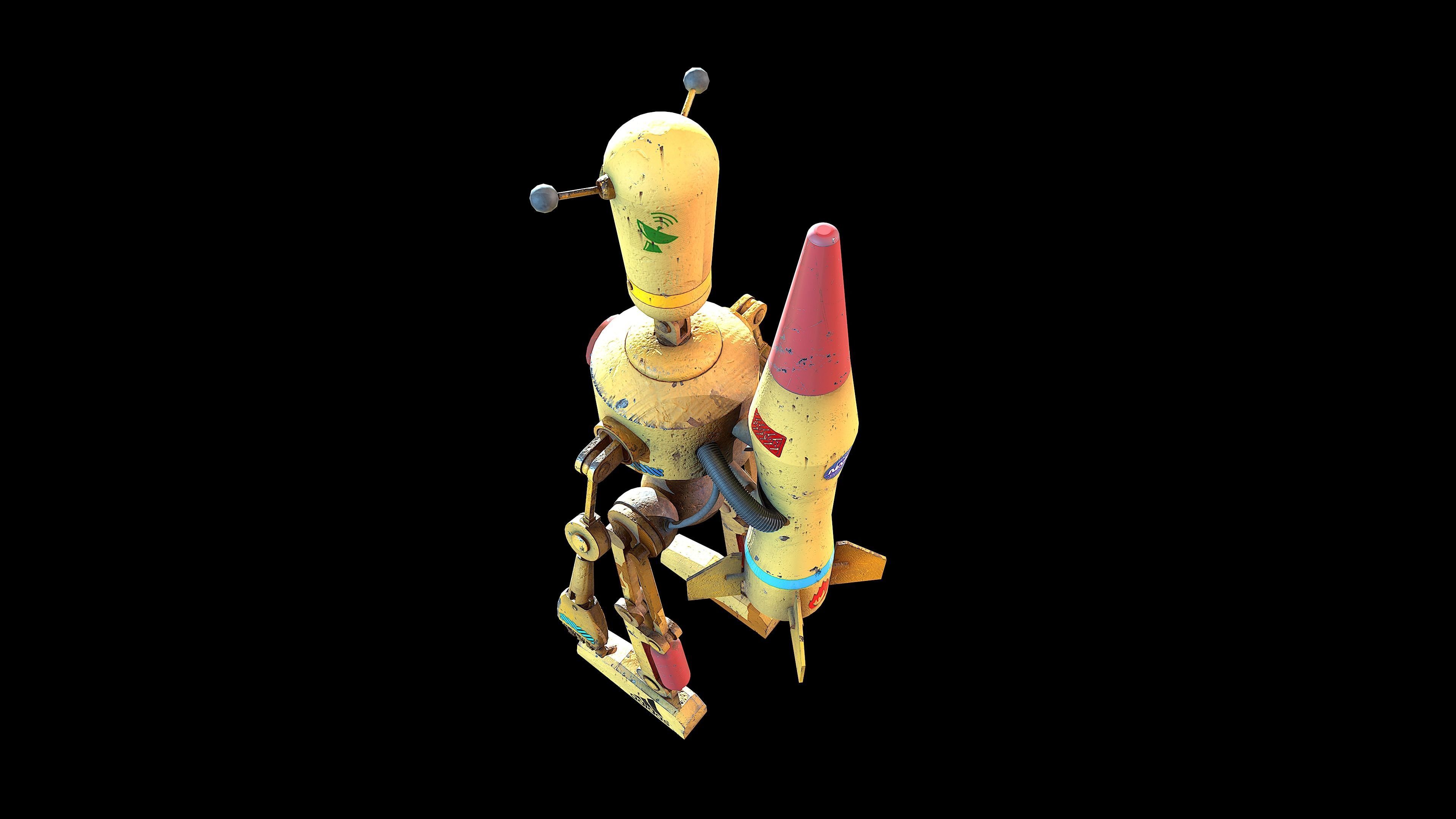 Robot toy rocket from movie star wars Low-poly 3D model_10