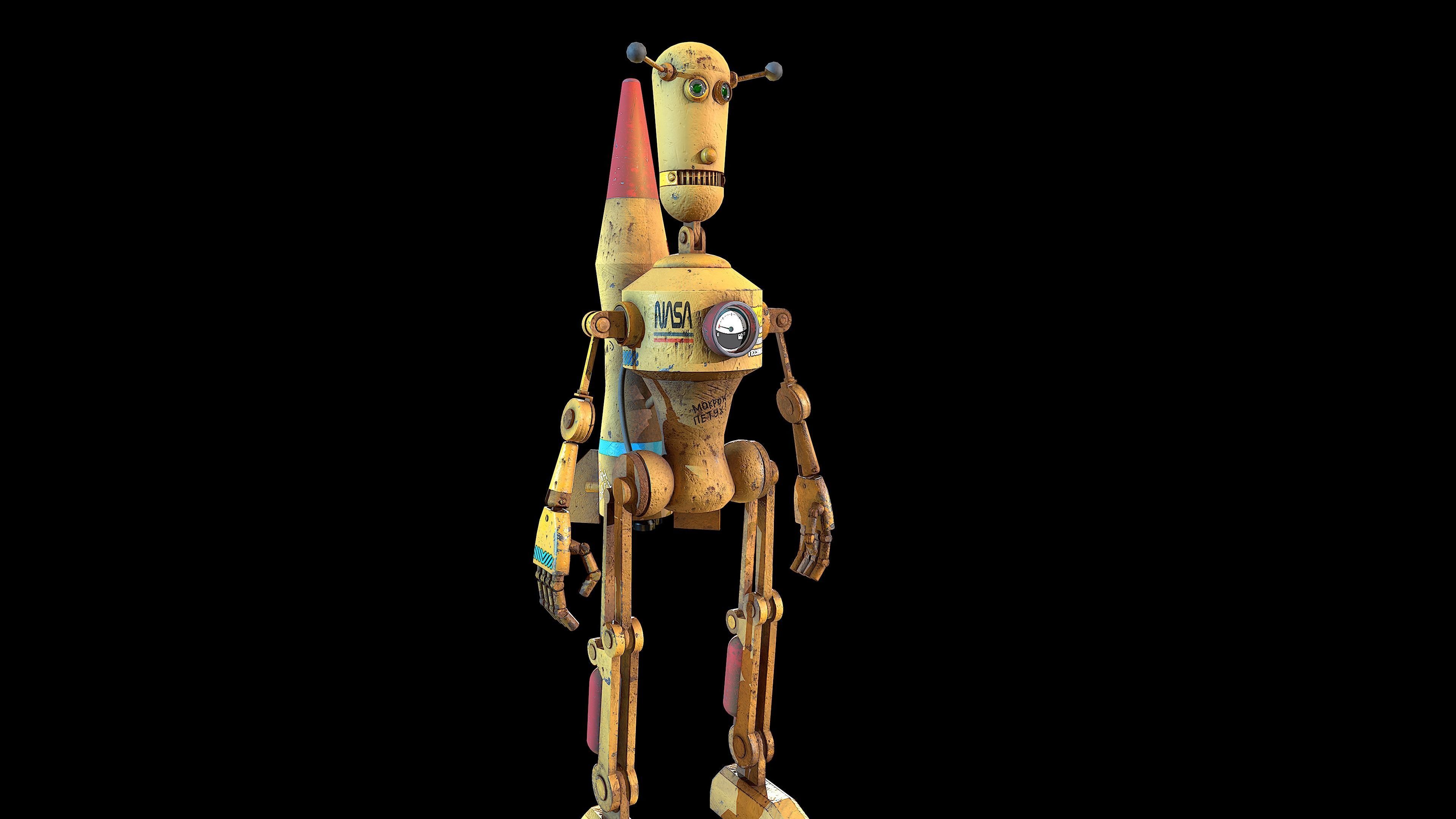 Robot toy rocket from movie star wars Low-poly 3D model_11