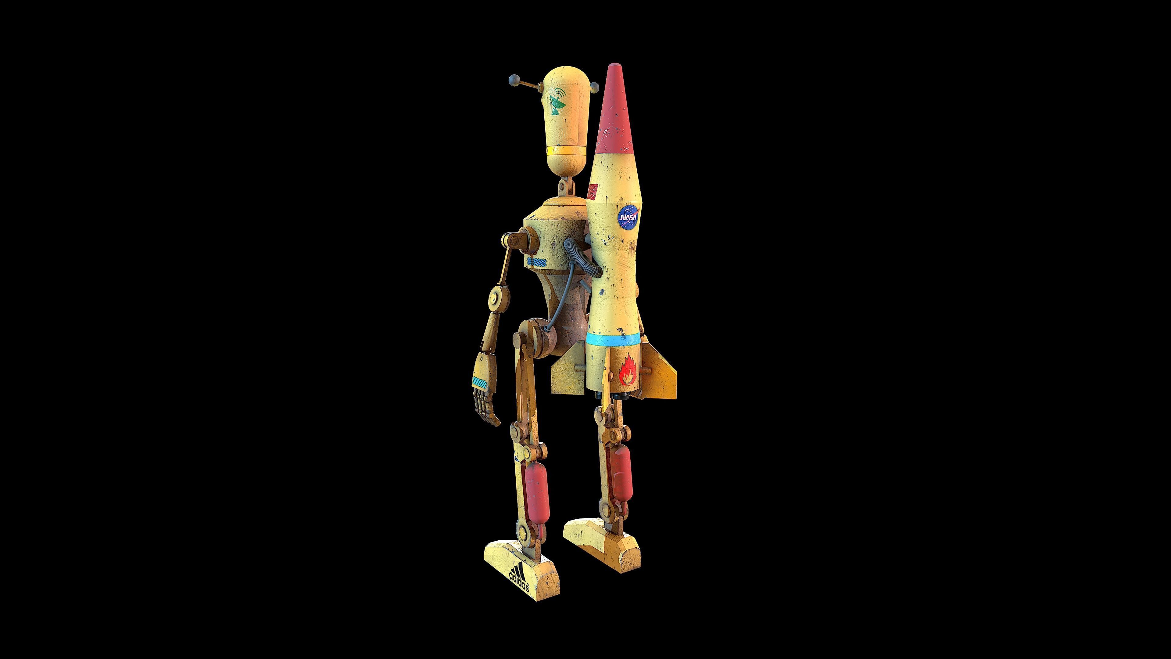 Robot toy rocket from movie star wars Low-poly 3D model_7