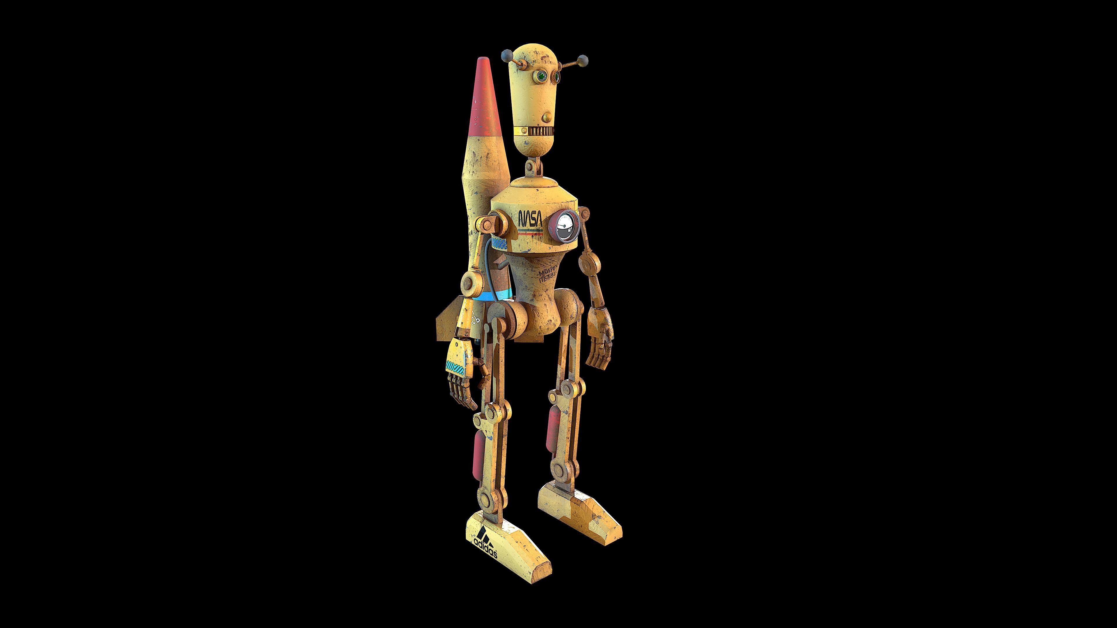 Robot toy rocket from movie star wars Low-poly 3D model_5