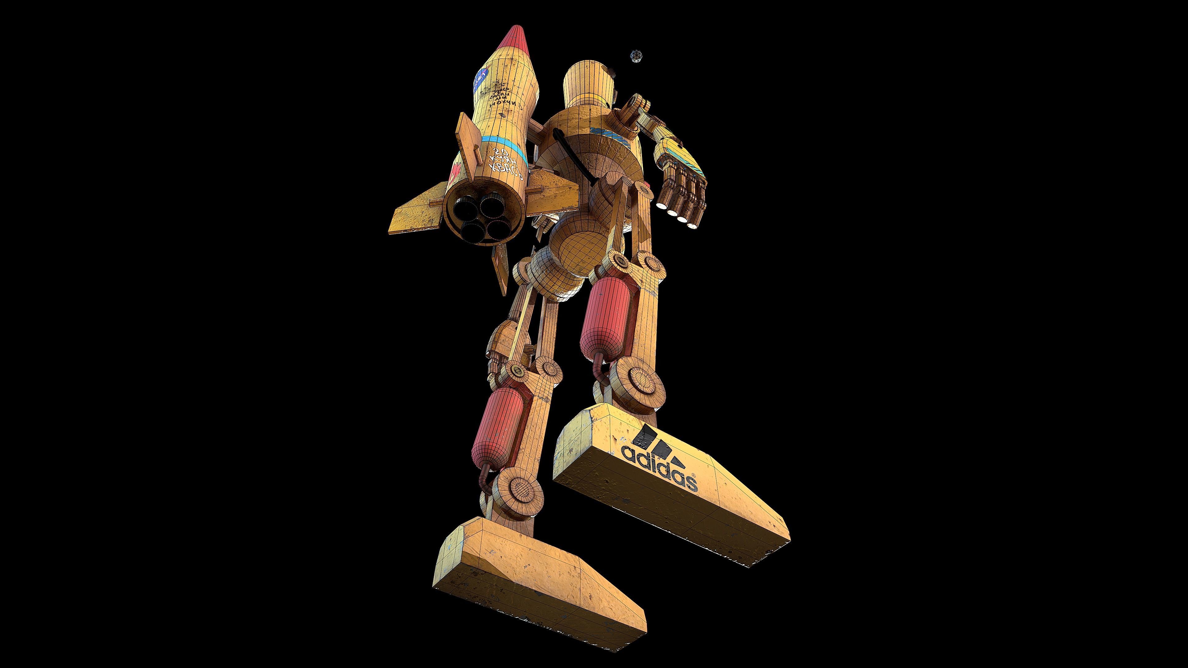 Robot toy rocket from movie star wars Low-poly 3D model_3