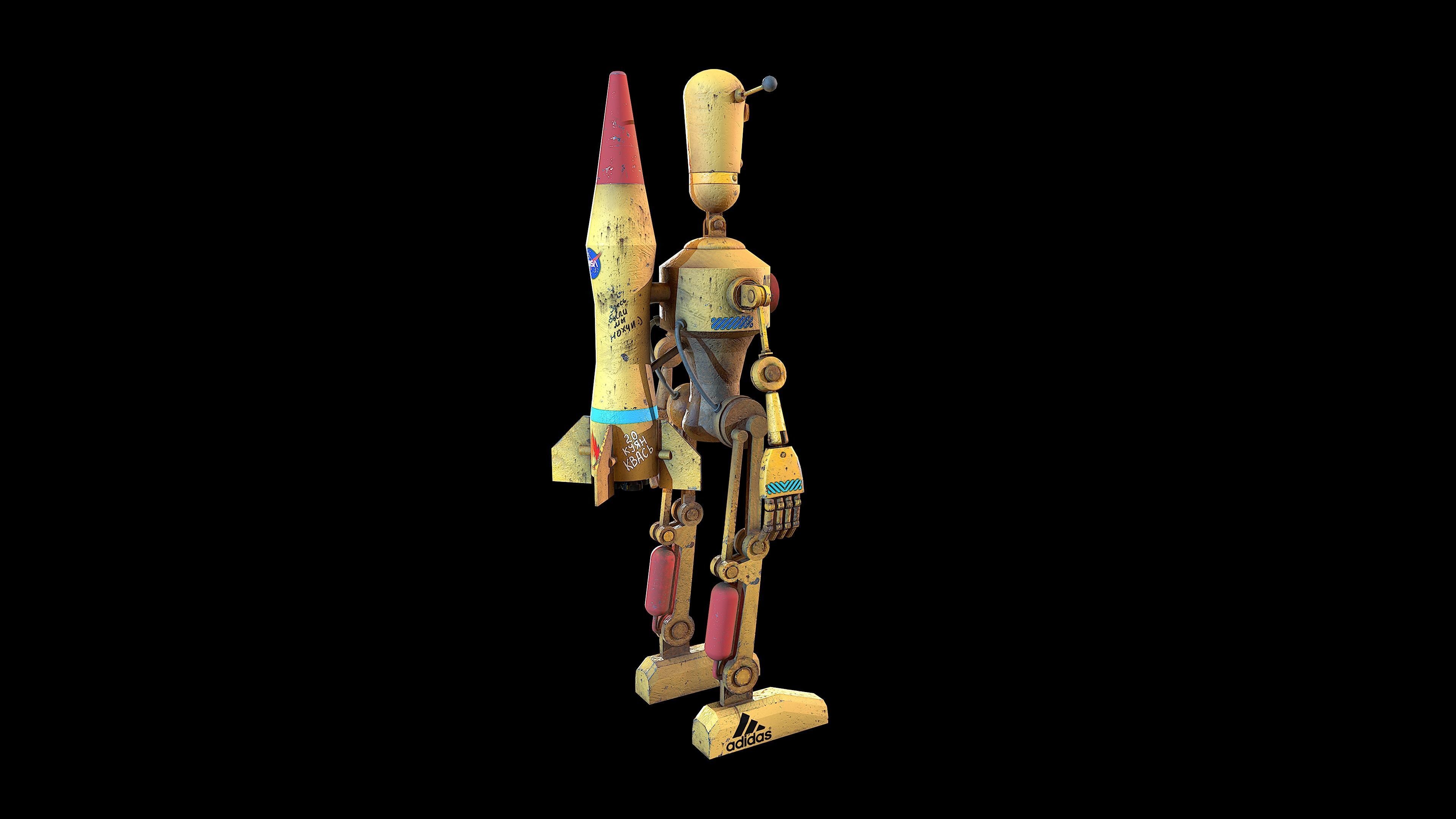 Robot toy rocket from movie star wars Low-poly 3D model_6