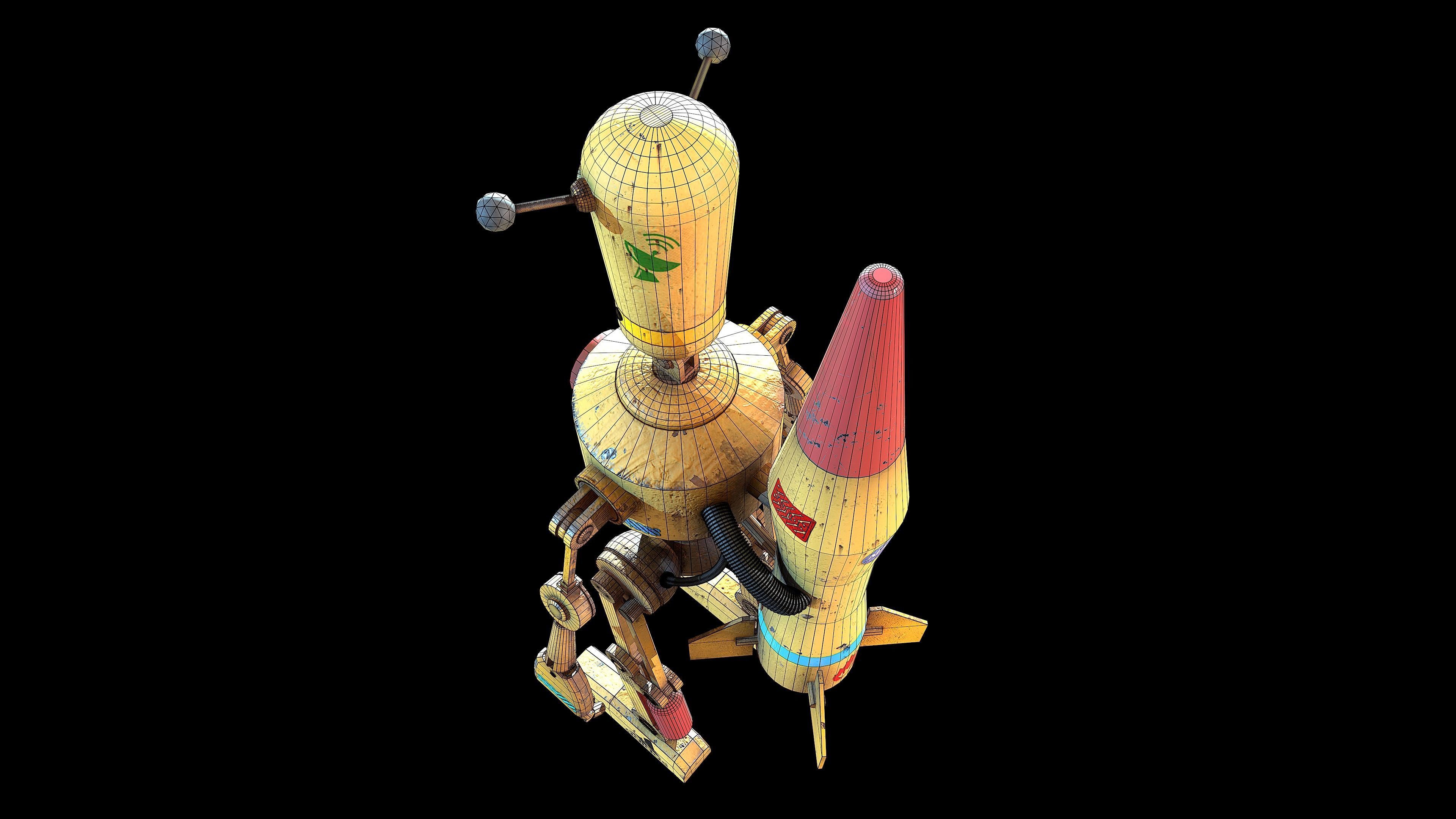 Robot toy rocket from movie star wars Low-poly 3D model_2