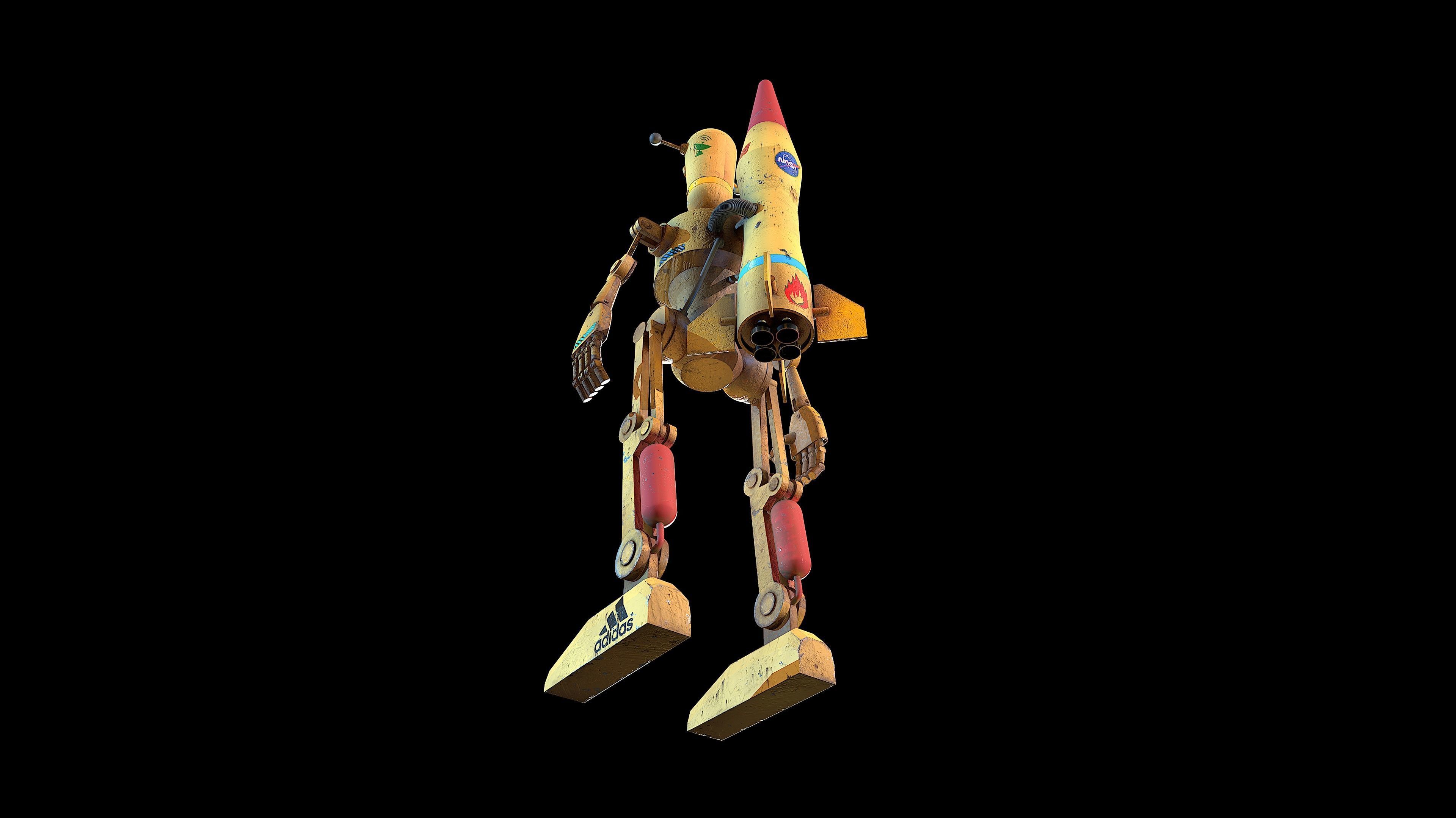 Robot toy rocket from movie star wars Low-poly 3D model_8