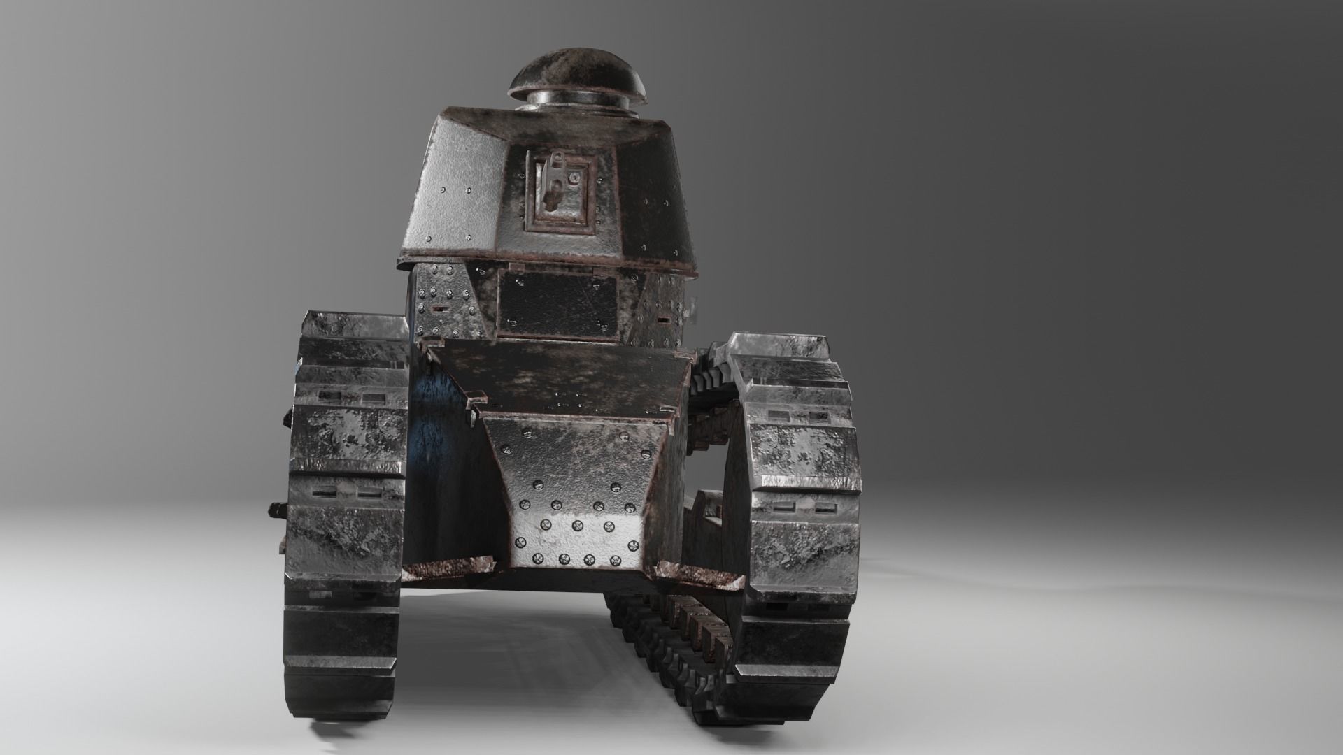 FT-17 Renault light tank low poly game ready 4K PBR textures Low-poly 3D model_7