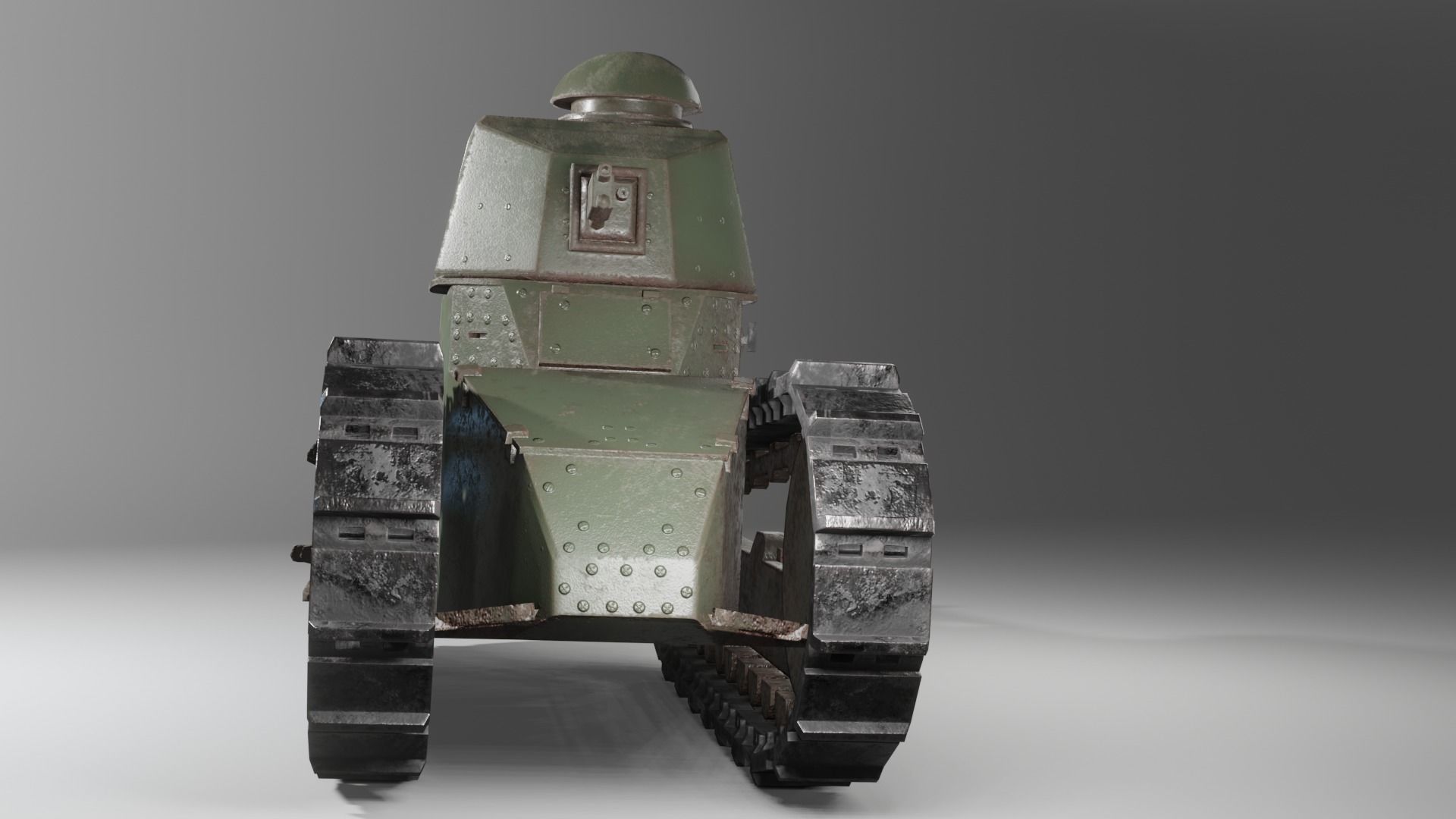 FT-17 Renault light tank low poly game ready 4K PBR textures Low-poly 3D model_3