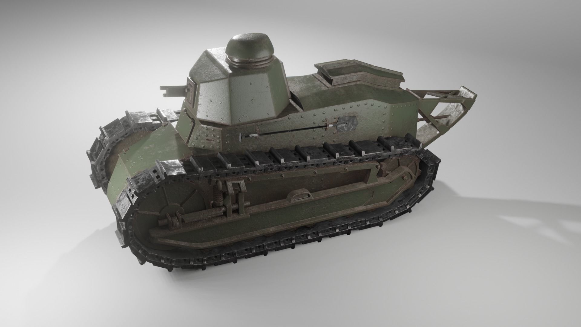 FT-17 Renault light tank low poly game ready 4K PBR textures Low-poly 3D model_4