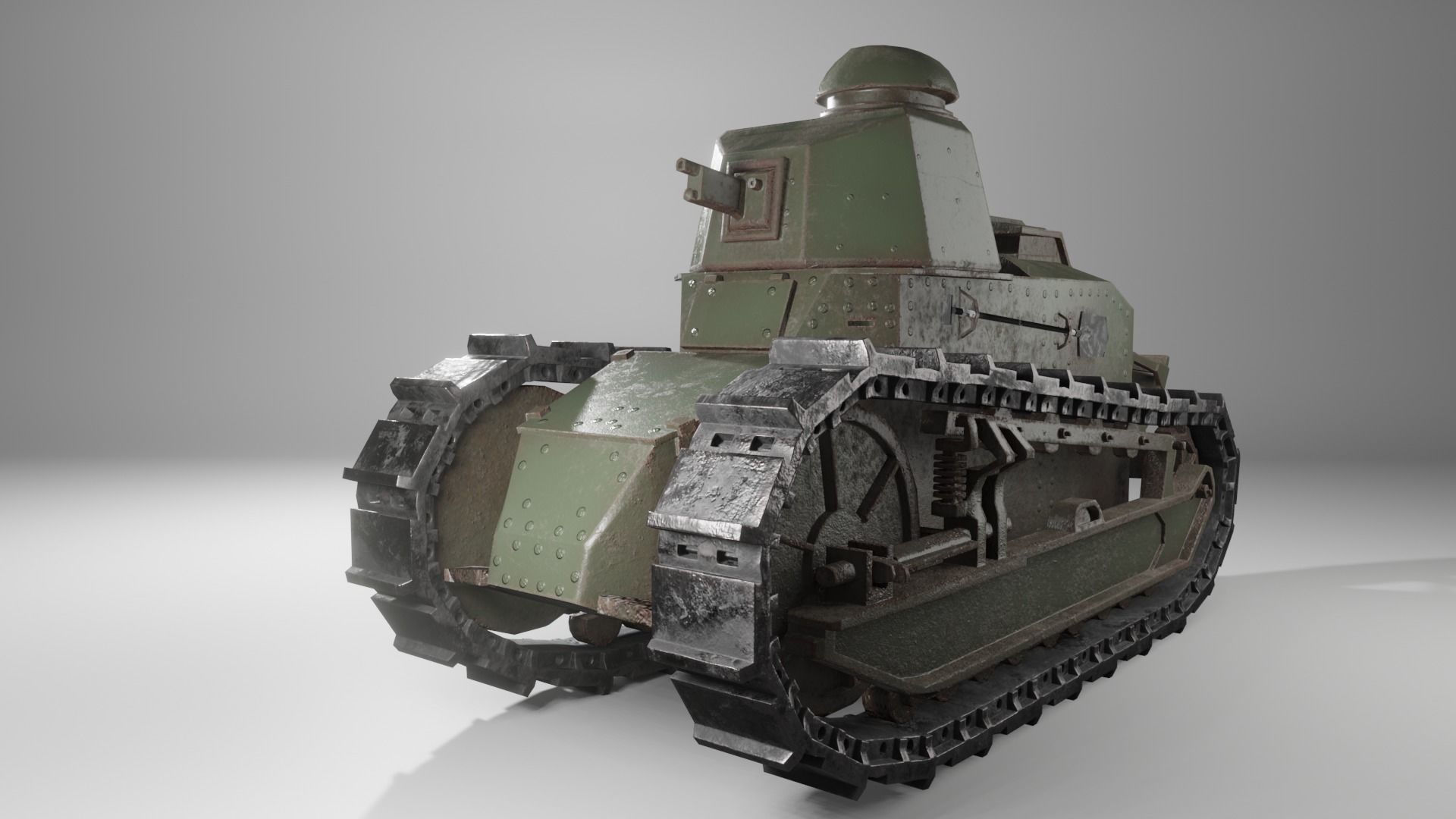 FT-17 Renault light tank low poly game ready 4K PBR textures Low-poly 3D model_5