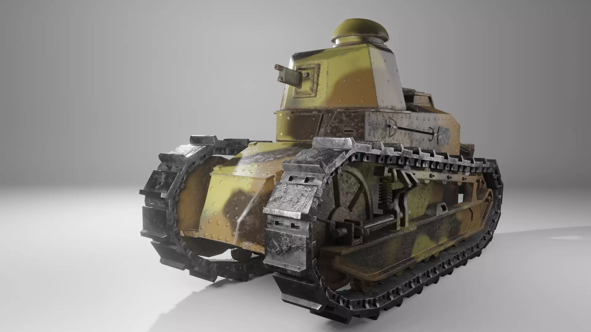 FT-17 Renault light tank low poly game ready 4K PBR textures Low-poly 3D model_0