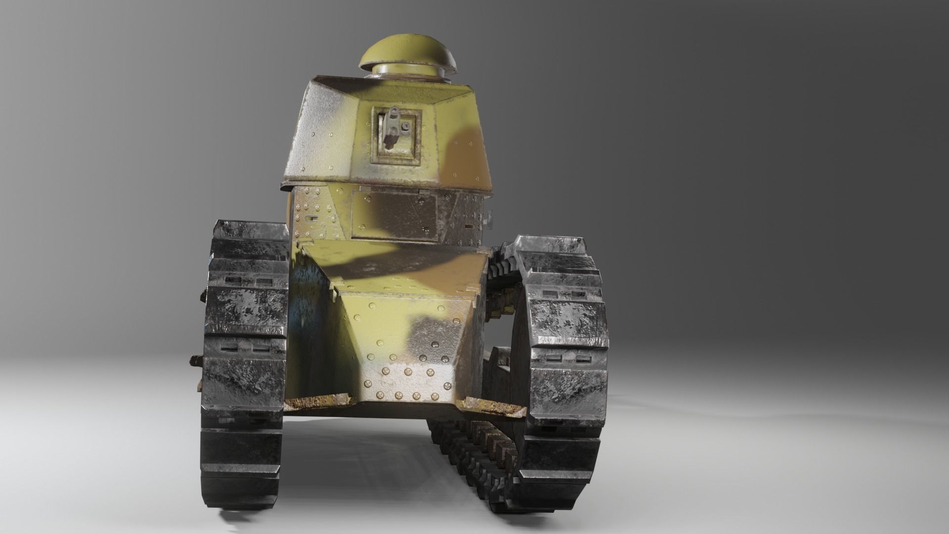FT-17 Renault light tank low poly game ready 4K PBR textures Low-poly 3D model_2