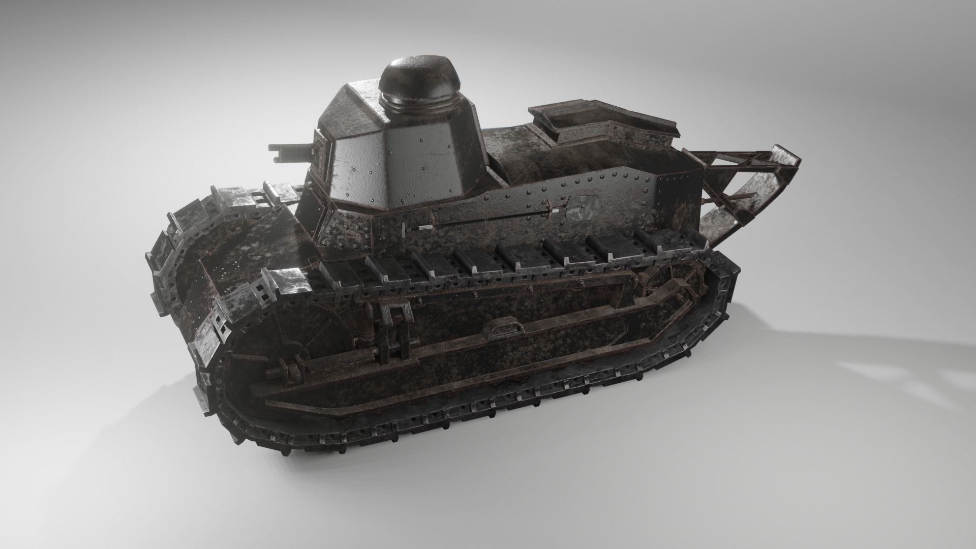 FT-17 Renault light tank low poly game ready 4K PBR textures Low-poly 3D model_8
