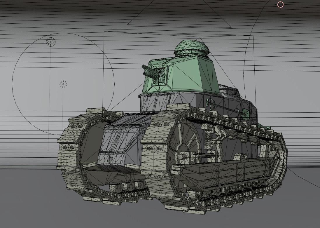 FT-17 Renault light tank low poly game ready 4K PBR textures Low-poly 3D model_9