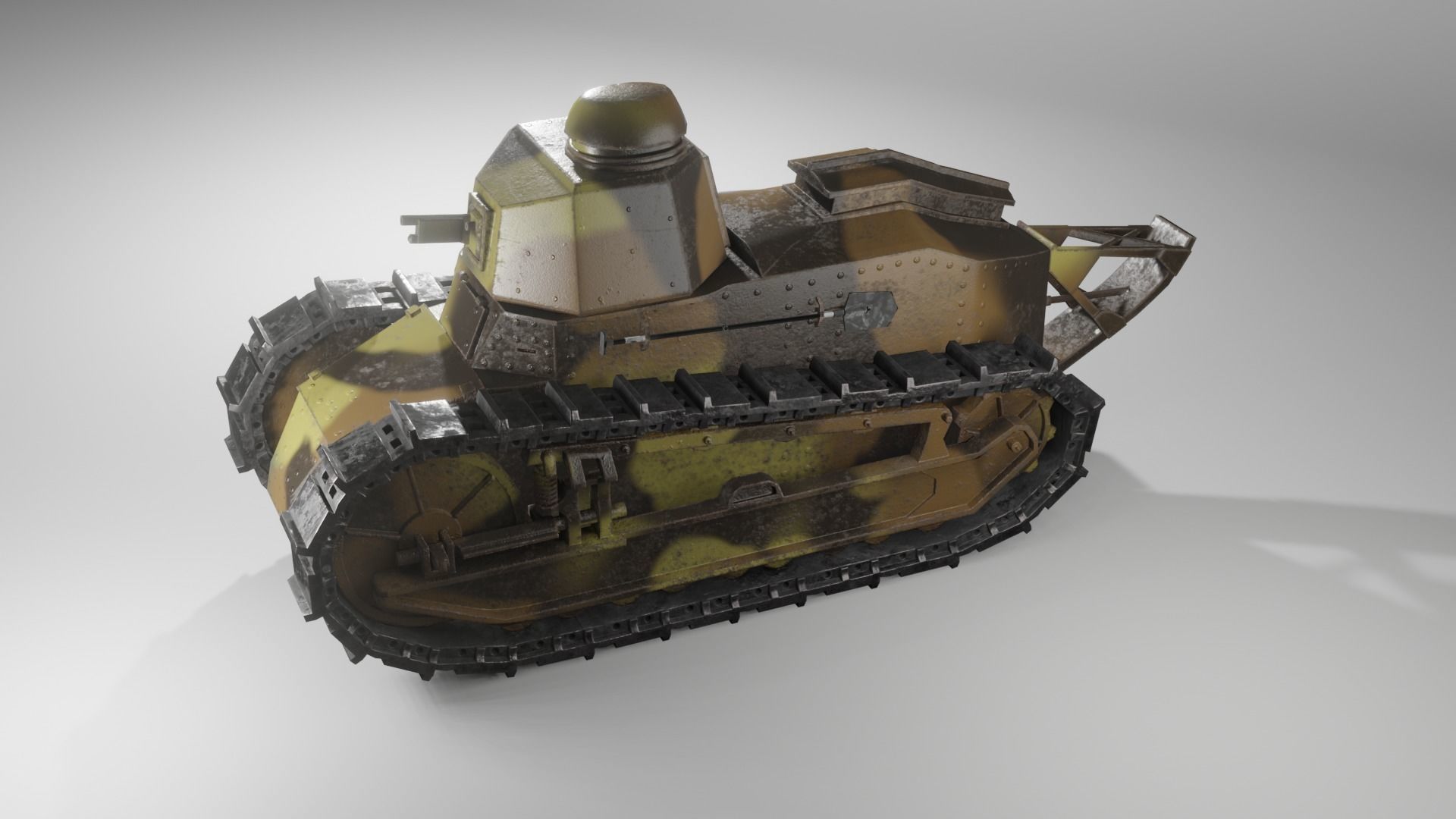FT-17 Renault light tank low poly game ready 4K PBR textures Low-poly 3D model_1