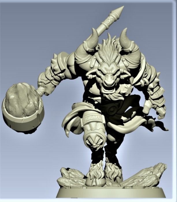 Minotaur demon holding sword 3D print model_2