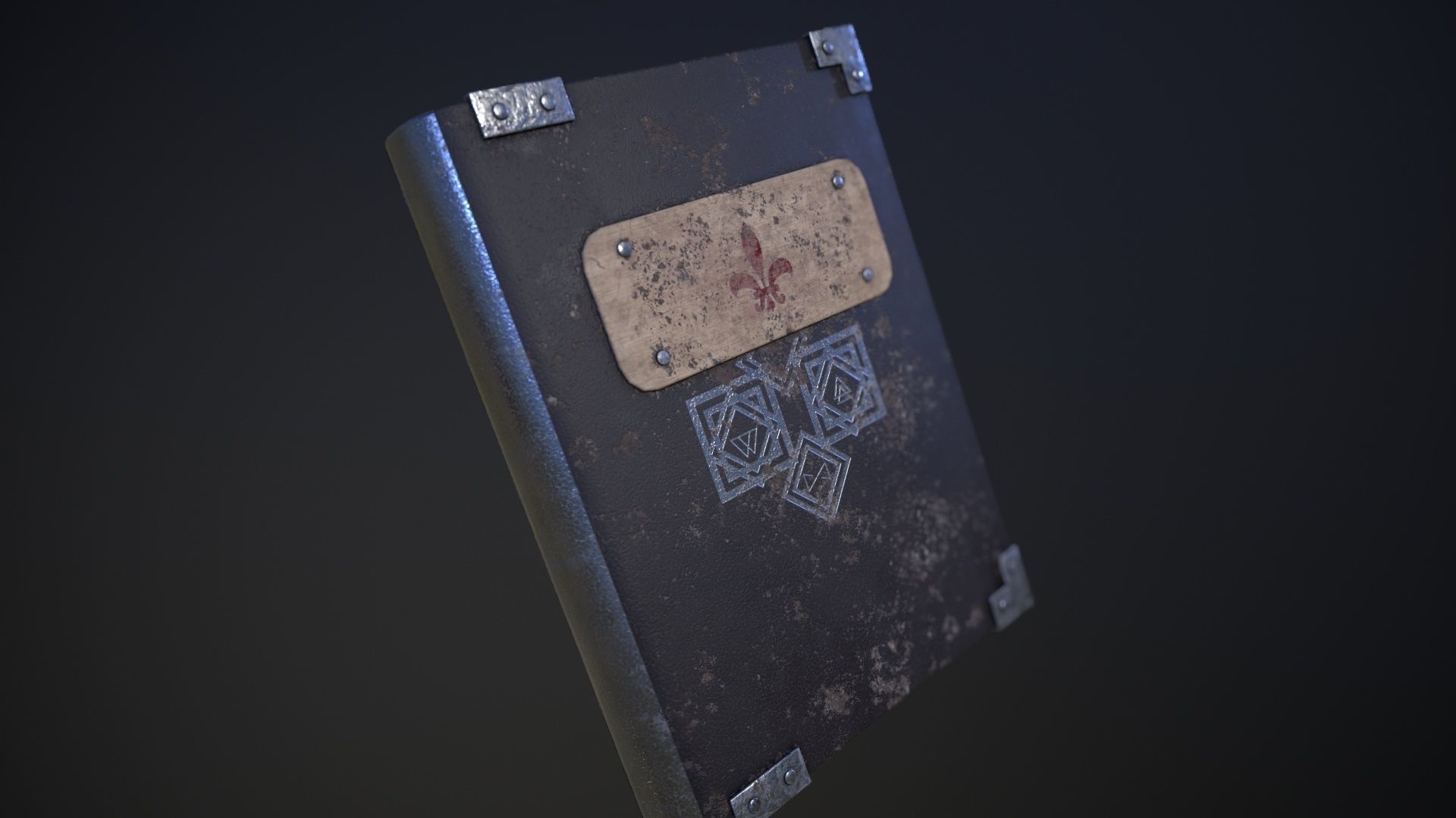 Old book with a sign in three versions Low-poly 3D model_5