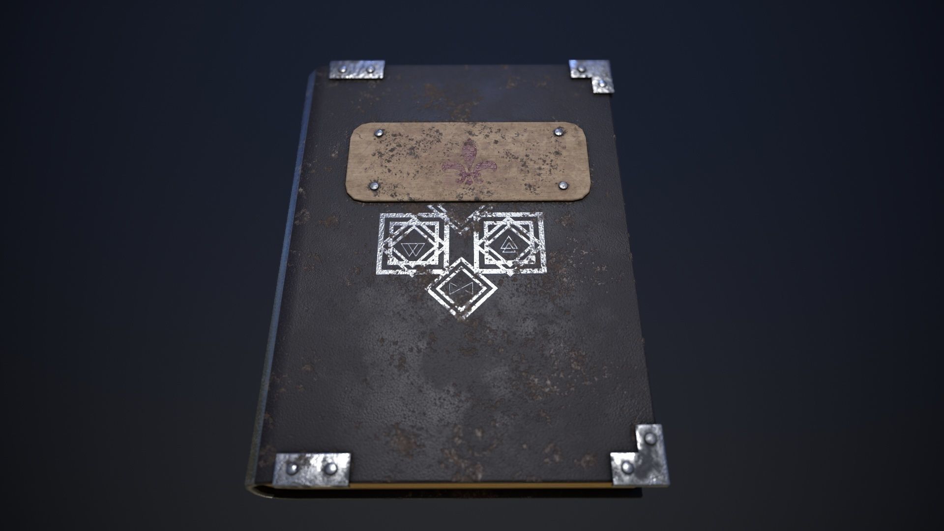 Old book with a sign in three versions Low-poly 3D model_3