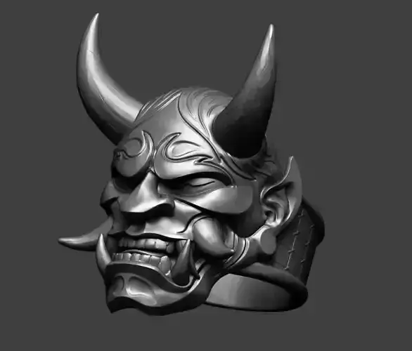 Ring Hannya Oni Demon Samurai Mask