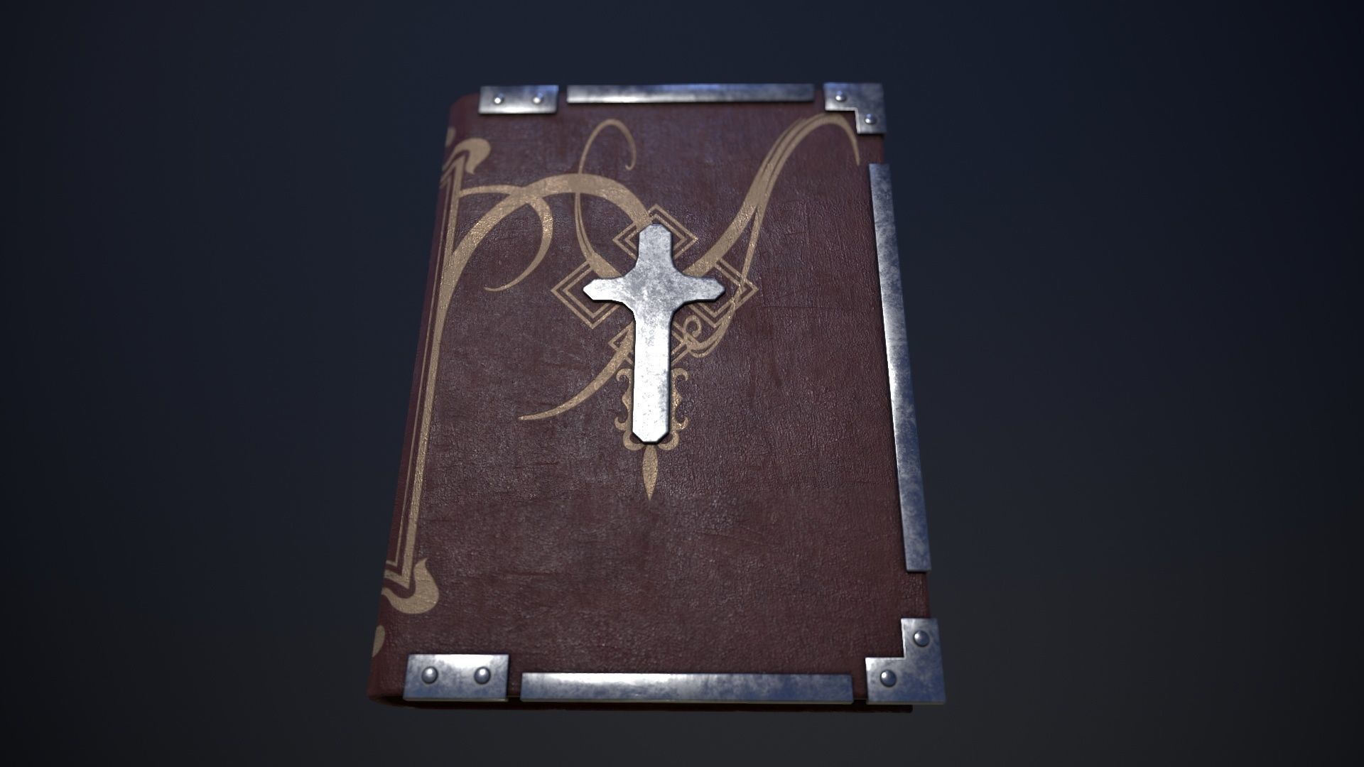 Book with a cross in three versions Low-poly 3D model_2