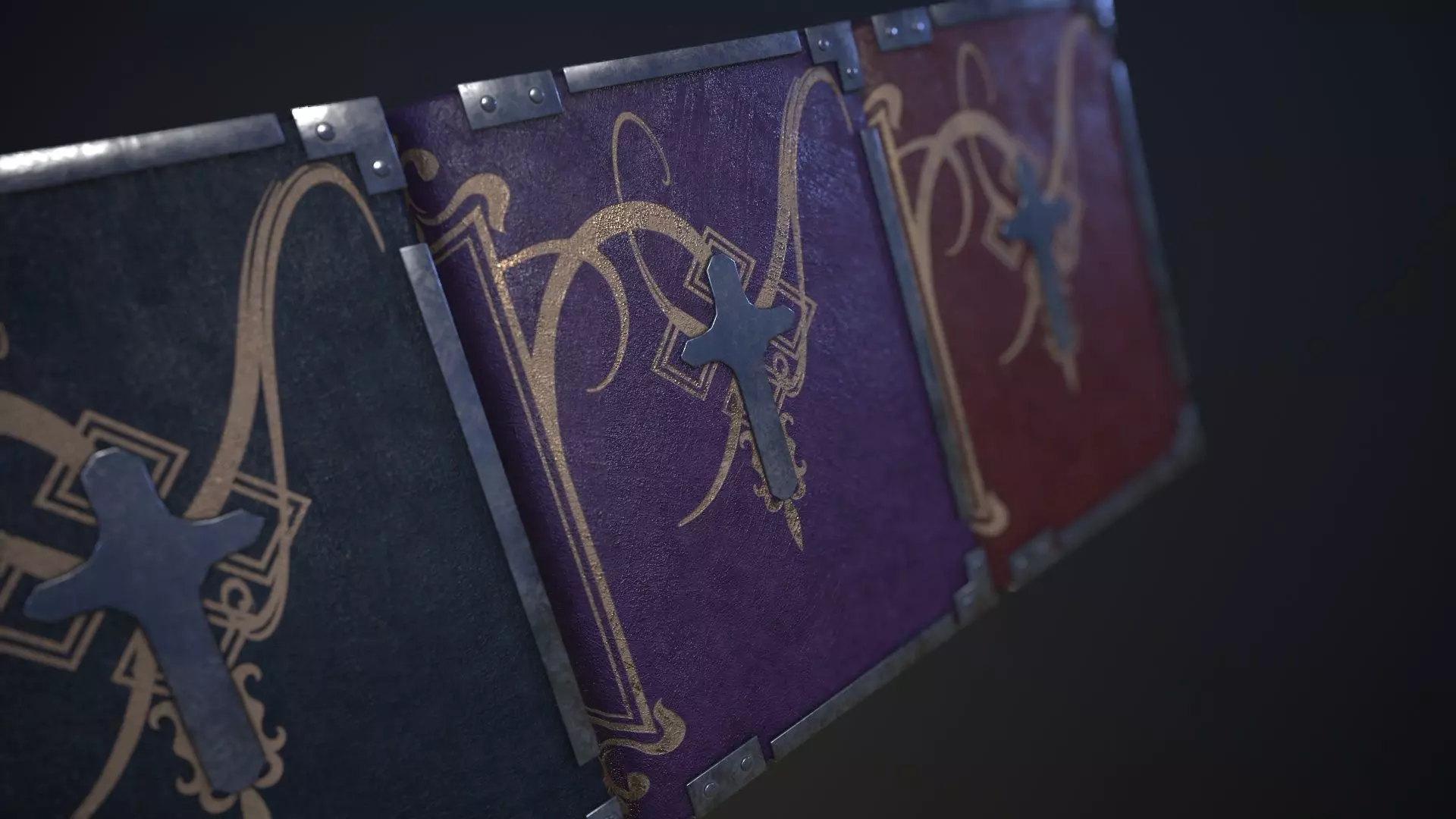 Book with a cross in three versions Low-poly 3D model_0