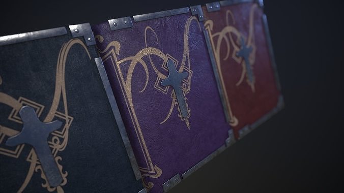 Book with a cross in three versions Low-poly 3D model