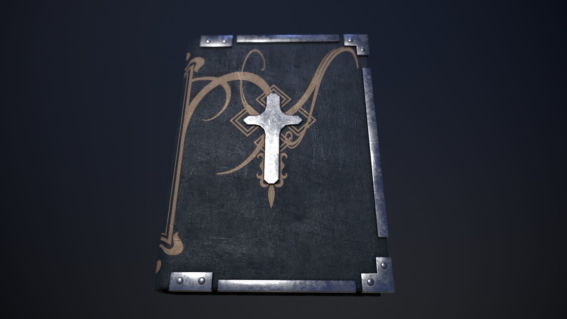 Book with a cross in three versions Low-poly 3D model_4