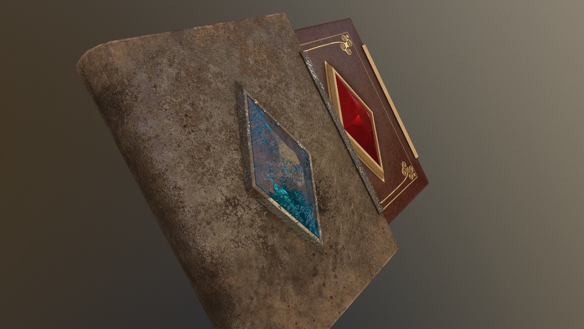 Book with crystal in three versions Low-poly 3D model_4