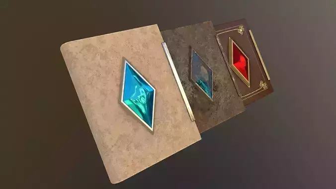 Book with crystal in three versions Low-poly 3D model