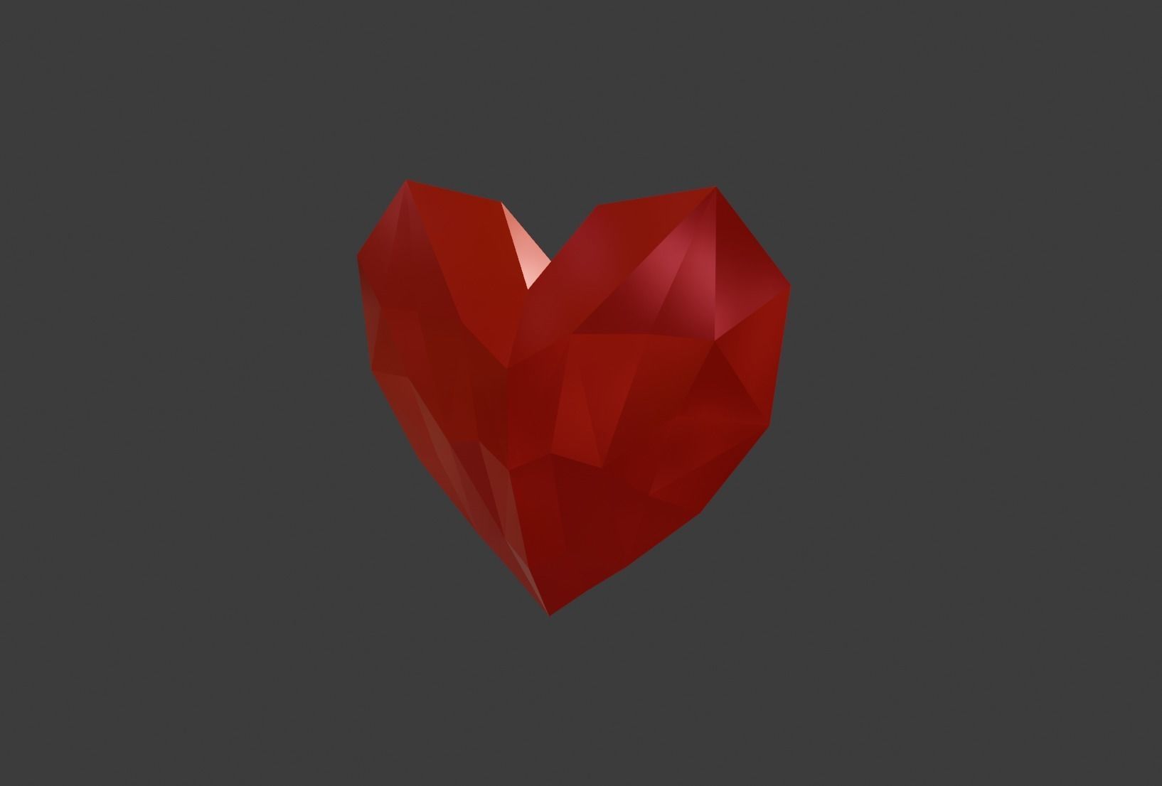 Low poly heart polygonal Low-poly 3D model_1