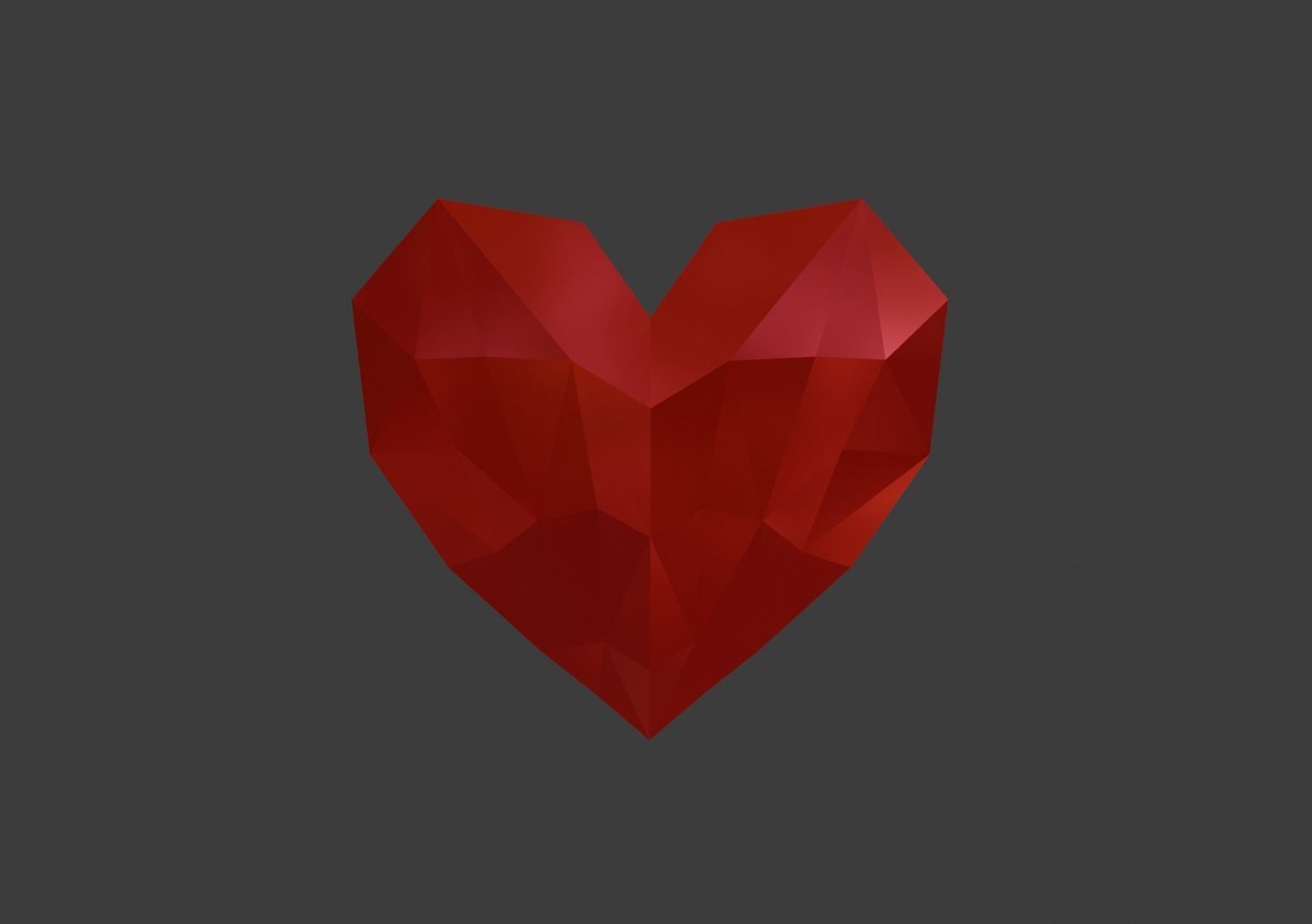Low poly heart polygonal Low-poly 3D model_2