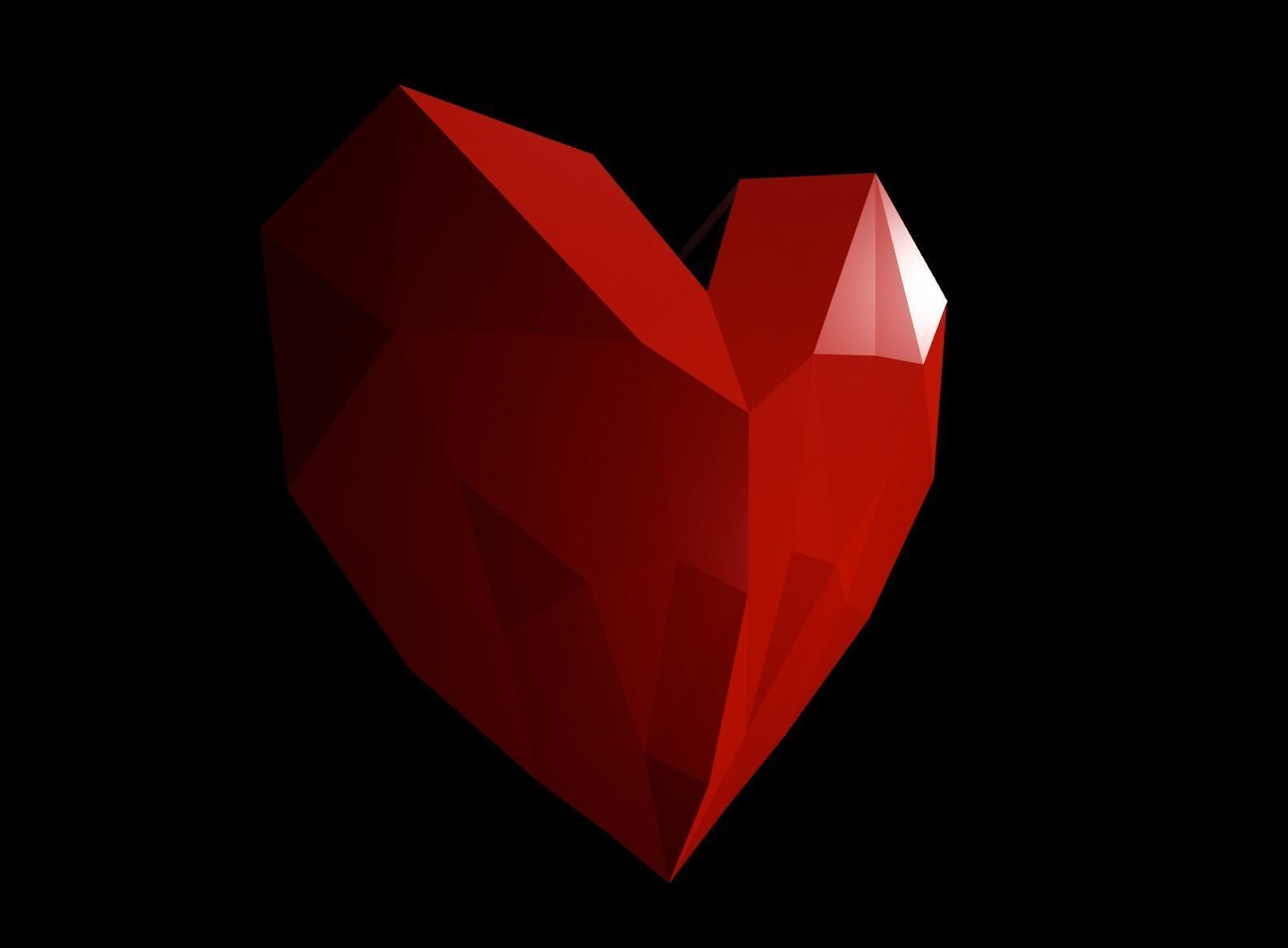 Low poly heart polygonal Low-poly 3D model_4
