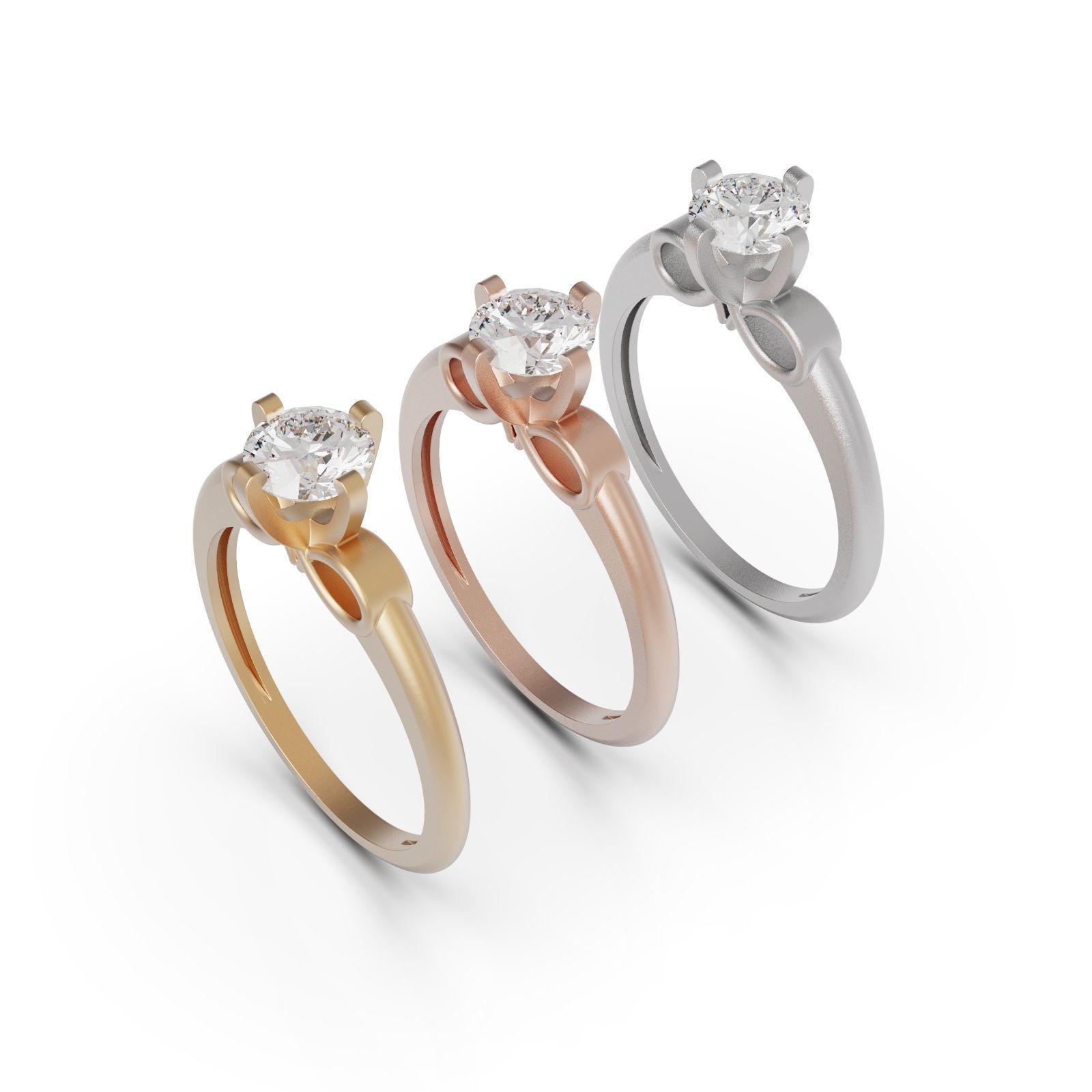 Solitaire ring H 3D print model_7