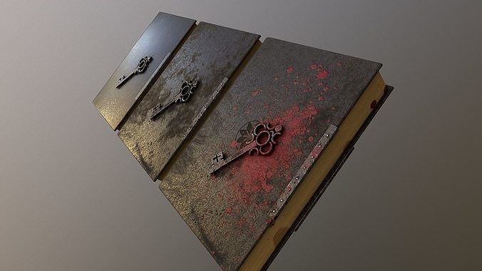 Book with key in three versions Low-poly 3D model