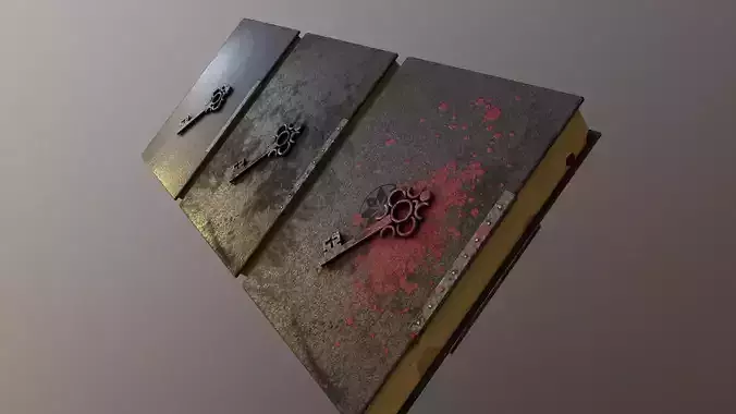 Book with key in three versions Low-poly 3D model