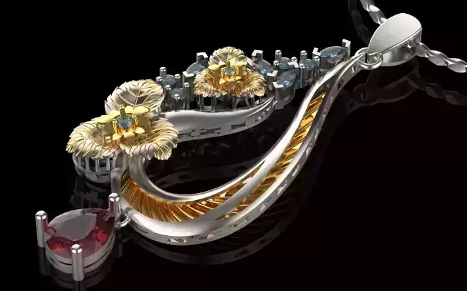 Gold fashion flower pendant