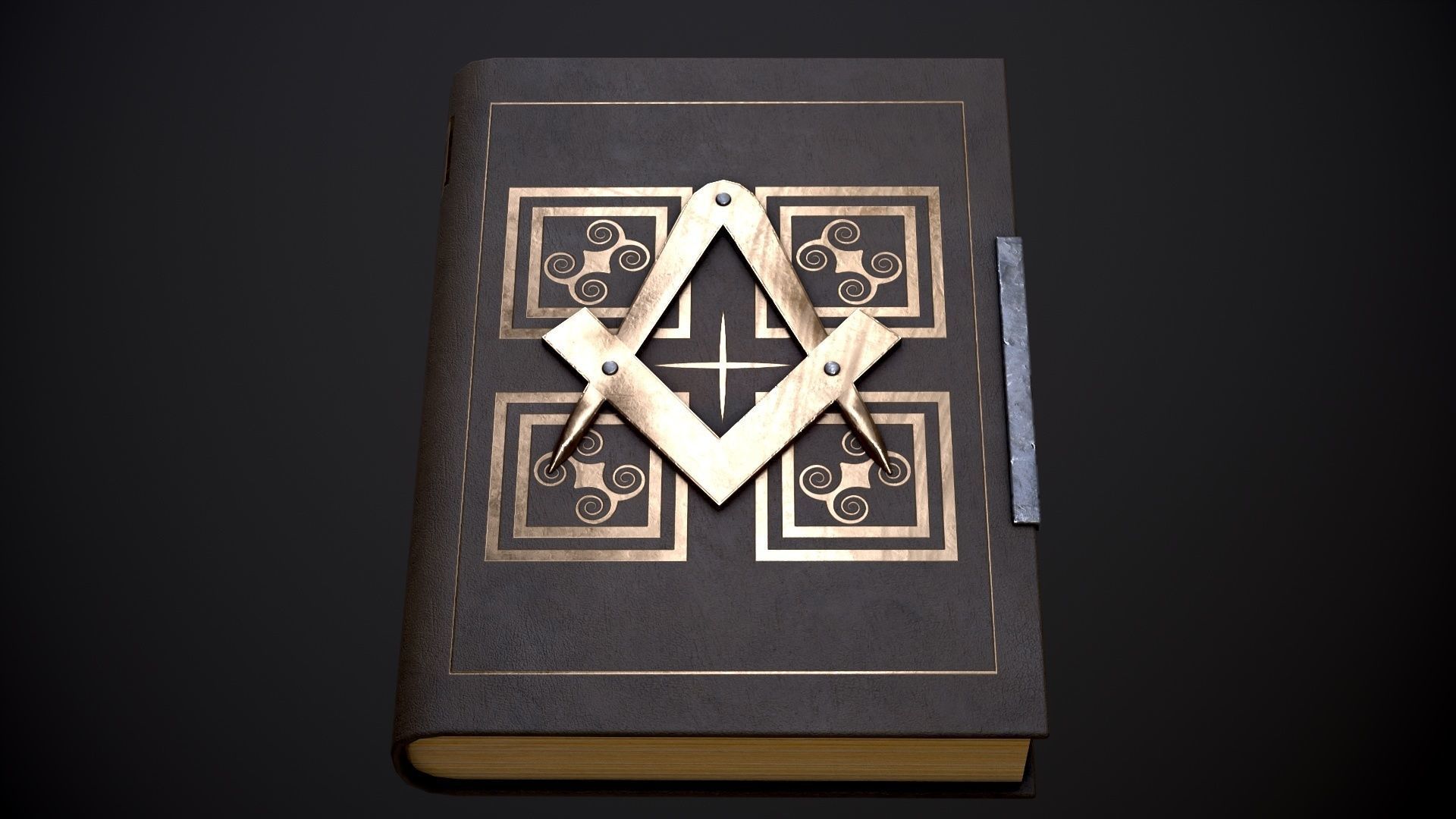 Book with the sign of the Freemason in four versions Low-poly 3D model_4