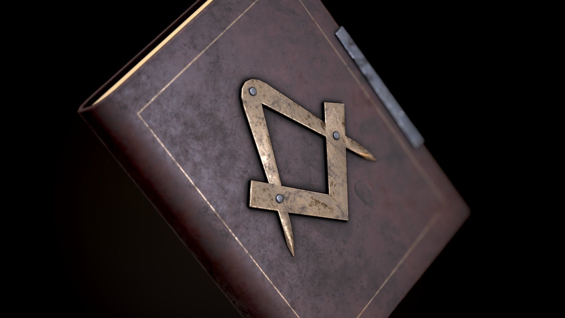 Book with the sign of the Freemason in four versions Low-poly 3D model_3