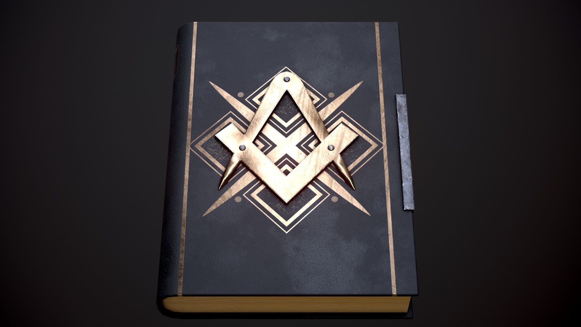 Book with the sign of the Freemason in four versions Low-poly 3D model_6