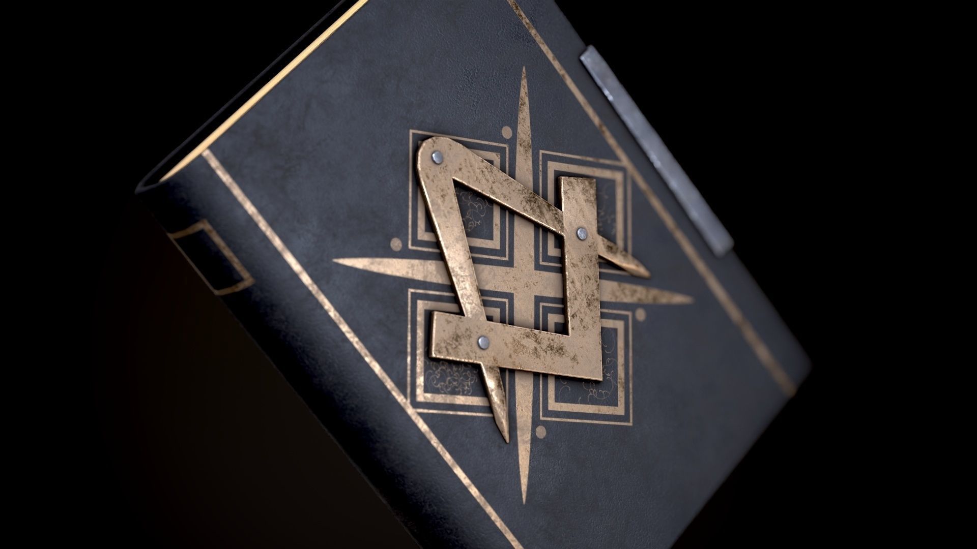Book with the sign of the Freemason in four versions Low-poly 3D model_9